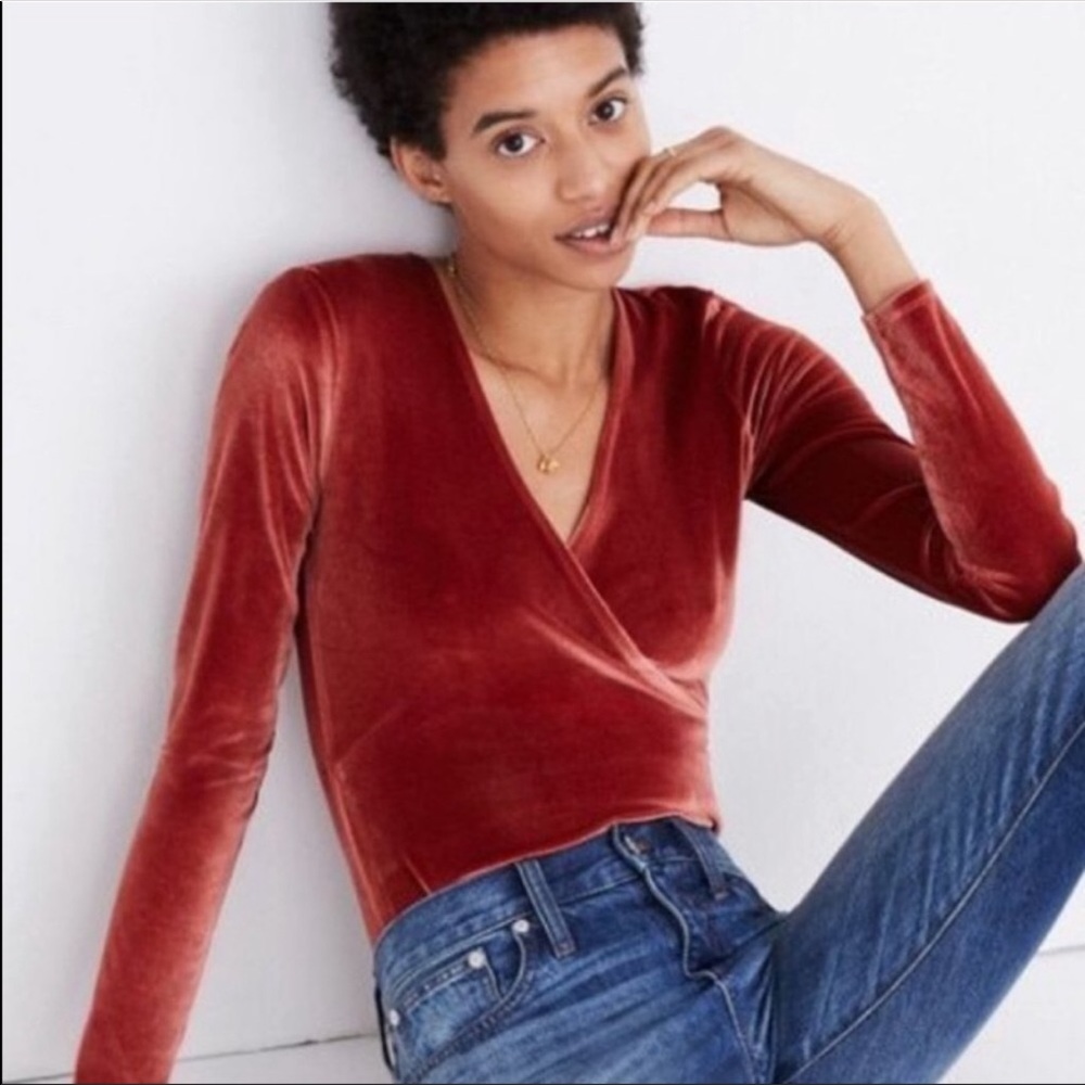 Madewell Rust Velvet Bodysuit